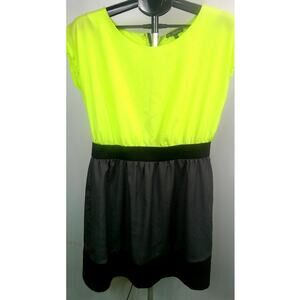 BeBop Women's 80's V-neck Neon Black Gray Dress Large